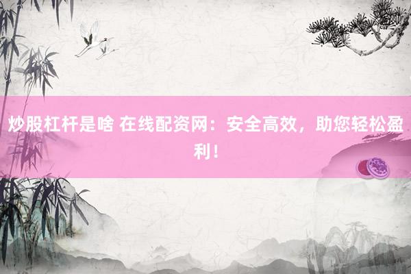 炒股杠杆是啥 在线配资网：安全高效，助您轻松盈利！