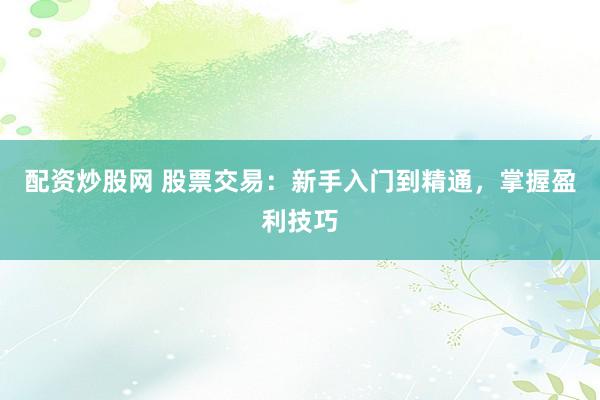 配资炒股网 股票交易：新手入门到精通，掌握盈利技巧