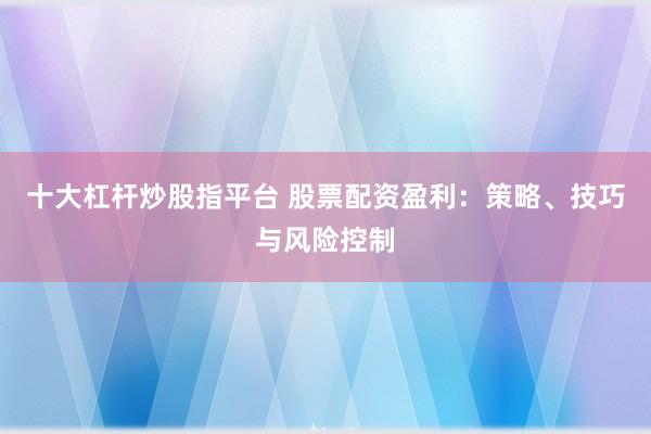 十大杠杆炒股指平台 股票配资盈利：策略、技巧与风险控制