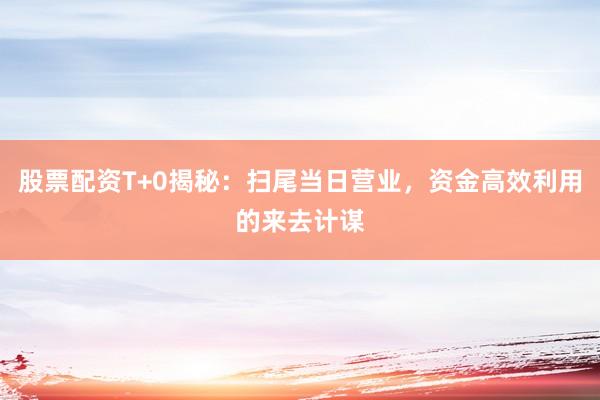 股票配资T+0揭秘：扫尾当日营业，资金高效利用的来去计谋