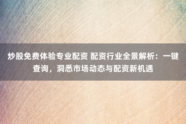炒股免费体验专业配资 配资行业全景解析：一键查询，洞悉市场动态与配资新机遇