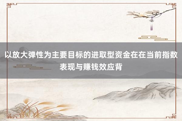以放大弹性为主要目标的进取型资金在在当前指数表现与赚钱效应背