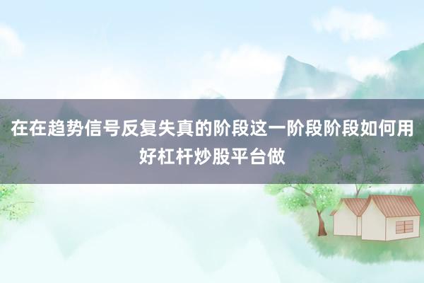 在在趋势信号反复失真的阶段这一阶段阶段如何用好杠杆炒股平台做