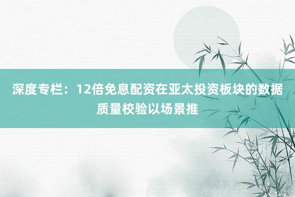 深度专栏：12倍免息配资在亚太投资板块的数据质量校验以场景推