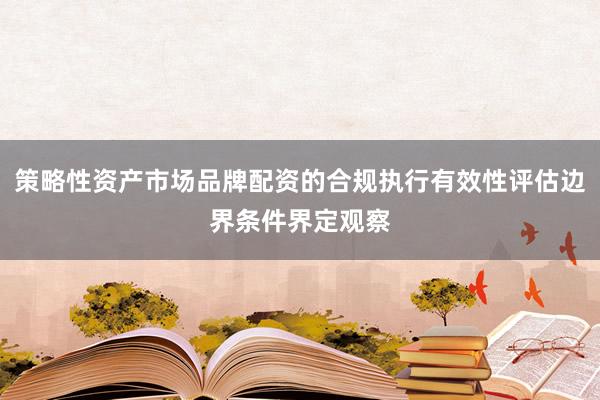 策略性资产市场品牌配资的合规执行有效性评估边界条件界定观察